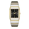 Reloj cuadrado WWOOR para hombre con brazalete de acero bicolor y esfera negra de lujo - Bicolor Esfera Negra