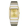 Quadratische Business-Quarzuhr für Herren mit zweifarbigem Gold-Silber-Stahlarmband - Bicolor Goldfarbenes Zifferblatt