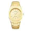 Elegant gold-tone BESTWIN men's business quartz watch with unique embossed dial pattern - All Gold