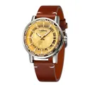 Close-up of T-Winner mechanical watch featuring a gold skeleton dial and rhinestone bezel - Two-tone Gold Dial