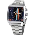 Reloj automático JARAGAR para hombre con caja cuadrada de acero y esfera con rayas - Negro