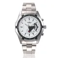 Prise de vue frontale de la montre automatique Winner avec cadran blanc et bracelet acier - Style Bracelet en Acier / Blanc