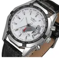 Montre automatique Winner pour homme avec cadran squelette blanc et bracelet en cuir noir - Style Bracelet en Cuir / Cuir Blanc