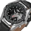 Montre mécanique automatique Winner pour homme avec cadran squelette et bracelet cuir - Style Bracelet en Cuir / Cuir Noir