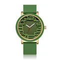 Détail d'une montre à quartz en silicone vert tendance avec cadran numérique en 3D - QT783 / Vert