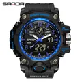 Montre Sport SANDA pour Homme avec Double Affichage Analogique-Numérique et Détails Bleus - Noir Bleu (3169 Hommes)