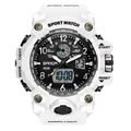 Montre de sport blanche SANDA pour ados avec double affichage noir et bracelet résine - Style 3169 Hommes / Blanc (3169 Hommes)