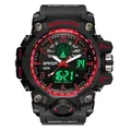 Montre numérique de sport SANDA pour hommes avec bracelet noir et accents de rouge - Noir Rouge (3169 Hommes)