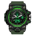 Montre de sport numérique militaire SANDA robuste avec rétroéclairage LED vert puissant - Vert Armée (3169 Hommes)