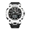 Montre de sport SANDA pour homme blanc et noir avec double affichage analogique - Blanc Noir (3306 Femmes)