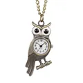Antique bronze owl shaped pendant watch with precise quartz movement and chain - Owl Style 1 (P970 Style 1)