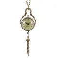 Vintage bronze quartz pocket watch necklace with Roman numeral dial and tassel detail. - Wind Chime (P974 Wind Chime)
