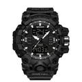 Montre de sport électronique SANDA noire robuste étanche pour homme avec double affichage - Noir Transparent