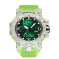 Montre numérique SANDA 6126 vert fluo étanche avec boîtier transparent et rétroéclairage LED - Vert Transparent