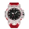 Montre de sport SANDA 6126 avec bracelet rouge et boîtier transparent à double affichage - Rouge Transparent