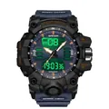 Montre de sport multifonction SANDA pour homme avec affichage numérique lumineux vert - Bleu Noir