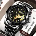 Vue détaillée de la montre mécanique automatique pour homme Winner 340 avec accents dorés - Style Mécanique Squelette Bracelet Noir (SLZ59) / Bracelet Noir Cadran Noir