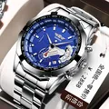 Montre mécanique automatique Winner pour homme avec cadran bleu soleil et bracelet en acier - Style Mécanique Squelette Boîtier Argent (SLZ59) / Boîtier Argenté Cadran Bleu