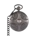Antieke steampunk tandwiel holle zakhorloge kast met dikke taille ketting sieraad - Antiek Zilver