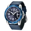 Montre à quartz Benyar pour homme avec cadran bleu et bracelet en cuir - Boîtier Argent Cadran Bleu