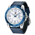 Montre de sport Benyar pour hommes avec bracelet en cuir bleu et cadran lumineux. - Boîtier Argent Cadran Blanc