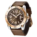 Montre à quartz Benyar pour homme avec bracelet en cuir marron et cadran date rose - Boîtier Bicolore Cadran Café