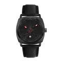 Orologio al quarzo quadrato TOMI vintage con quadrante geometrico e cinturino nero - Cassa Nera Cinturino Nero