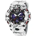 Montre numérique tactique SMAEL étanche avec motif marbre blanc et double affichage - Camouflage Blanc