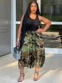 Fashionable camouflage print lantern pants with elastic high waist in casual style - S / Camouflage