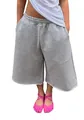 Vue détaillée du short de jogging gris à jambes larges avec ourlet brut. - Gris Chiné