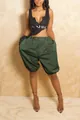 High-waisted dark green oversized casual harem shorts for women in a stylish loose fit - S / Bottoms / Army Green