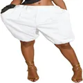 Stylish white loose casual lantern shorts for women featuring a beam leg design and comfy fit - S / Bottoms / White