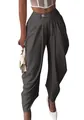 Pantalon drapé gris anthracite pour femme avec une taille haute plissée très élégante - Gris foncé