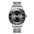 Premium GOOBASEN men's wristwatch featuring a black sunray dial and silver steel band - Silver Case Black Face Steel Strap (937) / Black