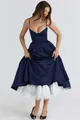 Franse stijl marineblauwe korsetjurk met spaghettibandjes en witte tule petticoat - XS / Dresses / Marineblauw