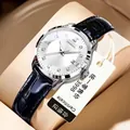 GOOBASEN Damen-Mode-Quarzuhr mit schwarzem Lederarmband und silbernem Zifferblatt - Lederarmband Stil (634) / Silber/Weiß