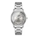 Elegant women's silver stainless steel quartz watch with date display and diamond markers - Steel Strap Style (634) / Silver Case Gray Dial - Steel Strap