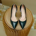 Elegant black patent leather pointed-toe side-cut stiletto heels for women fashion - 31 / 5cm Black