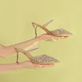 Eleganti décolleté a spillo glitter champagne con punta sottile per donne raffinate - 38 / 7.5cm Champagne