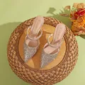 Eleganti sandali con tacco alto glitterati color oro champagne a punta - 38 / 5cm Champagne