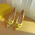Elegant yellow patent leather stiletto pumps with chain link buckle detail - 34 / 7.5CM Stiletto / Light Yellow