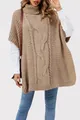 Cozy khaki cable-knit high-neck poncho sweater vest perfect for autumn and winter style - S / Tops / Khaki