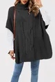 Grey cable-knit high-neck poncho sweater vest in a stylish relaxed fit for autumn - S / Tops / Black