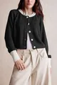 Eleganter schwarz-weißer Strick-Cardigan mit Kontrastfarbe und Rundhalsausschnitt - Schwarz