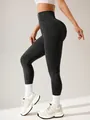Nahtlose Yoga-Leggings in Anthrazit mit Acid-Wash-Effekt, hoher Taille und Push-up - XS / Unterteile / Säurewäsche Schwarz