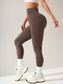 Nahtlose, sandgewaschene Yoga-Leggings mit hoher Taille in Braun für Fitness und Gym - XS / Unterteile / Sand Wash Braun