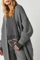 Übergroße graue Strickjacke für Damen mit Taschen für gemütliche Herbst- und Winteroutfits - XL / Oberteile / Grau