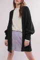 Gemütliche übergroße schwarze Strickjacke mit offenem Vorderteil für Damen im Herbst - XL / Oberteile / Schwarz