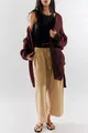 Elegante cardigan in maglia bordeaux oversize da donna per le stagioni autunno inverno. - Borgogna