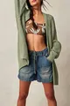 Cardigan oversize in maglia verde con tasche per donna moda casual autunno inverno - Verde